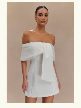 Meshki Gloria Mini Off Shoulder Drape Dress